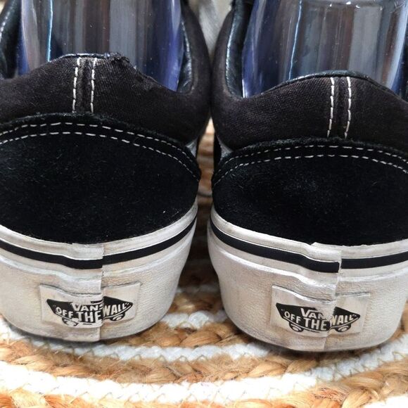 Vans Old Skool Platform Black and White Suede Sneakers, Size 8W/6.5M - Picture 5 of 9